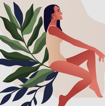 Illustration of woman and herbs